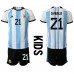 Billige Argentina Paulo Dybala #21 Børnetøj Hjemmebanetrøje til baby VM 2022 Kortærmet (+ korte bukser)